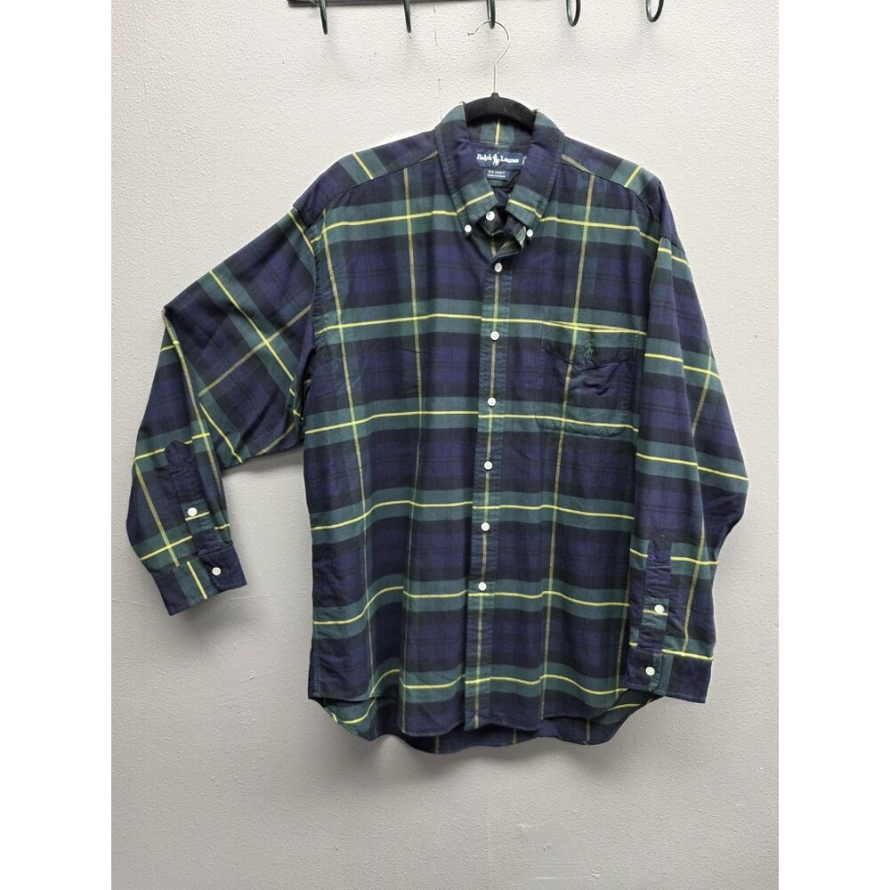 Ralph Lauren Shirt Mens Large Plaid Button Down Big Shirt Casual